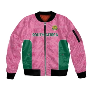 Pink South Africa Cricket Custom Sleeve Zip Bomber Jacket African King Proteas Be Way Pink LT9