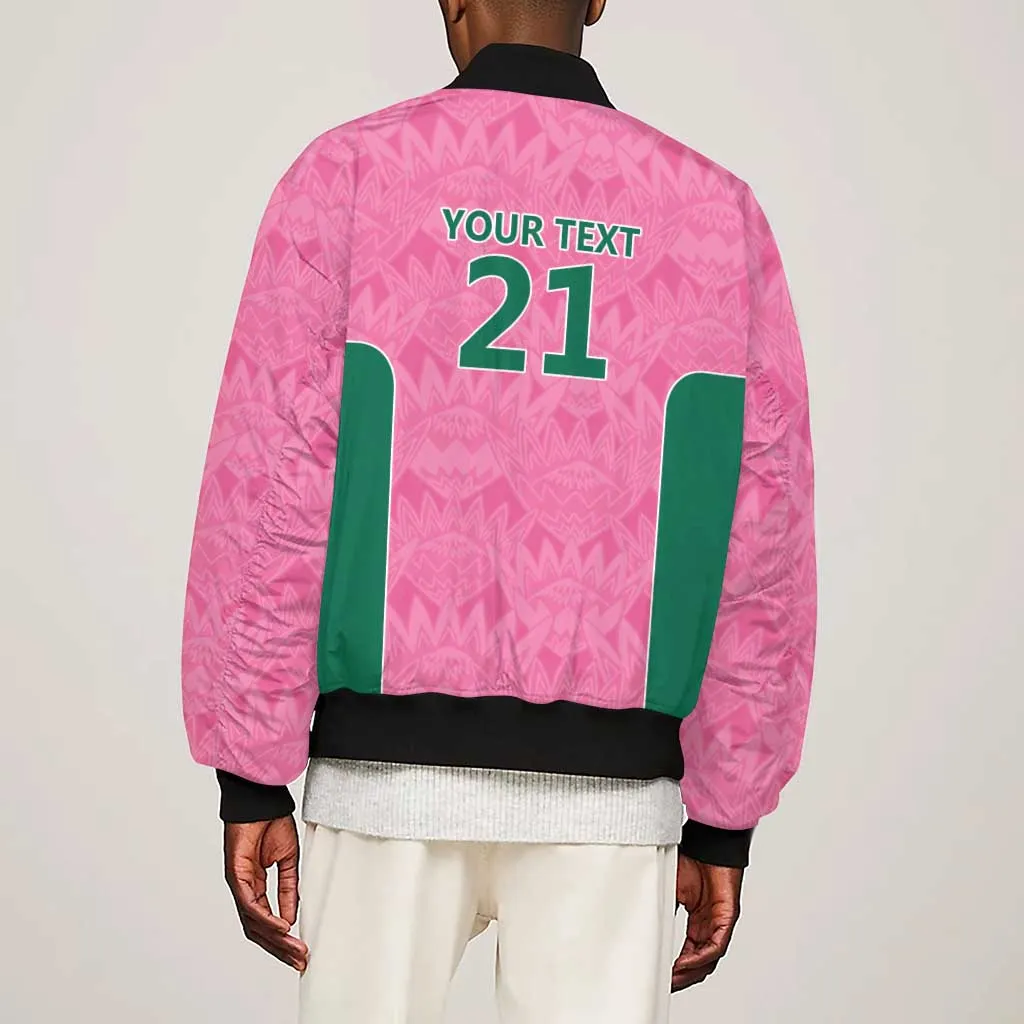 Pink South Africa Cricket Custom Sleeve Zip Bomber Jacket African King Proteas Be Way Pink LT9