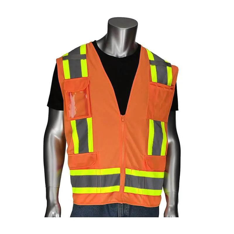 PIP ANSI Type R Class 2 Two-Tone Surveyors Vest w/D-Ring 302-0500D