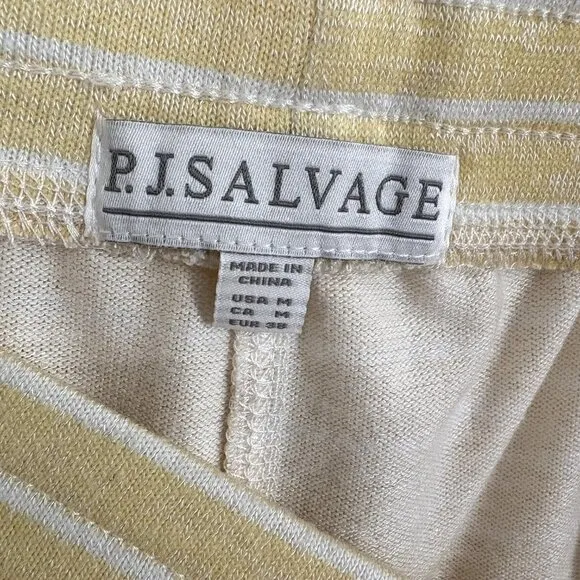PJ Salvage Striped Fields Pajamas 2 PC Set Tank Top &amp; Shorts Yellow Size Medium