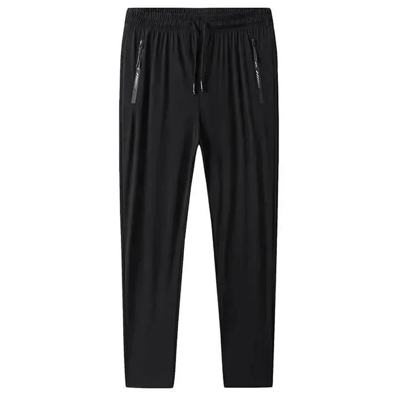 Plus-Size Men’s Ice Silk Sweatpants – High-Elastic Gym Joggers