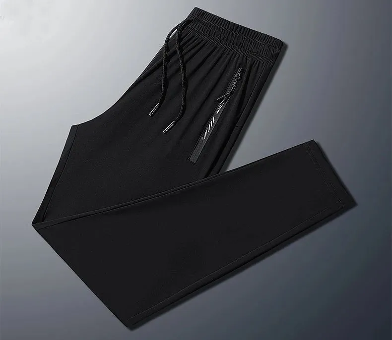 Plus-Size Men’s Ice Silk Sweatpants – High-Elastic Gym Joggers