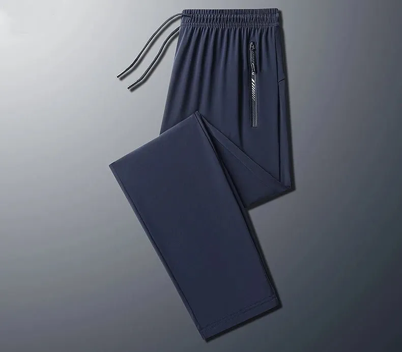 Plus-Size Men’s Ice Silk Sweatpants – High-Elastic Gym Joggers