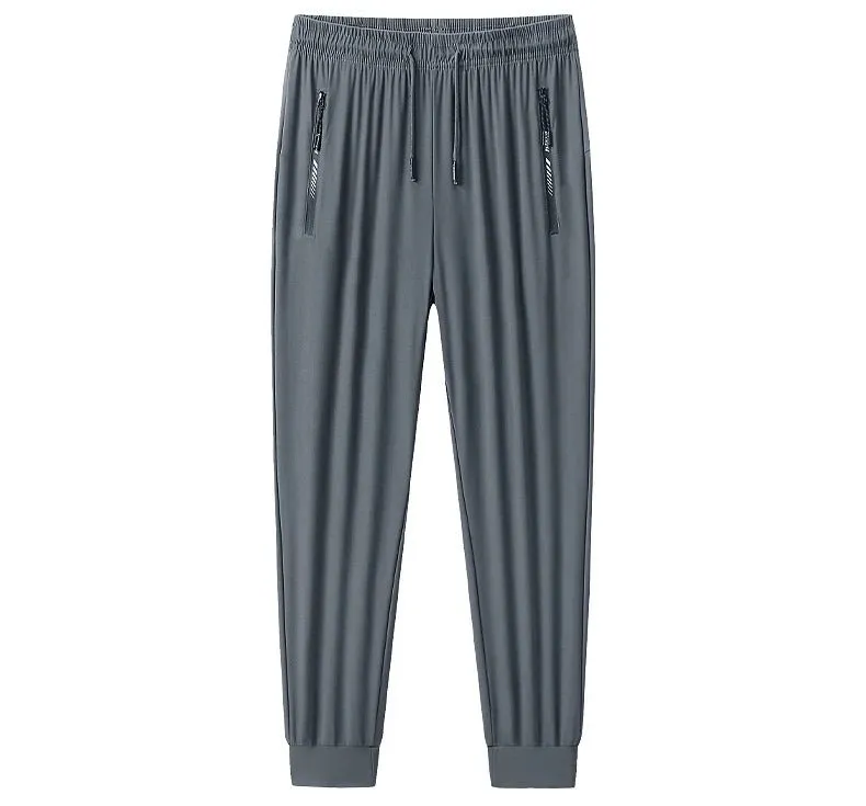 Plus-Size Men’s Ice Silk Sweatpants – High-Elastic Gym Joggers