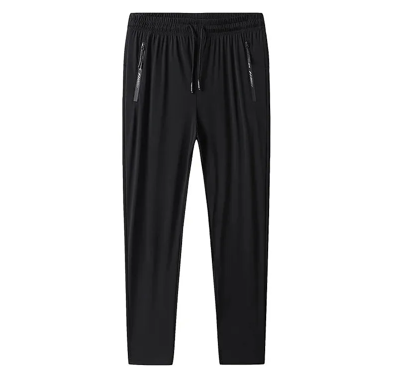 Plus-Size Men’s Ice Silk Sweatpants – High-Elastic Gym Joggers