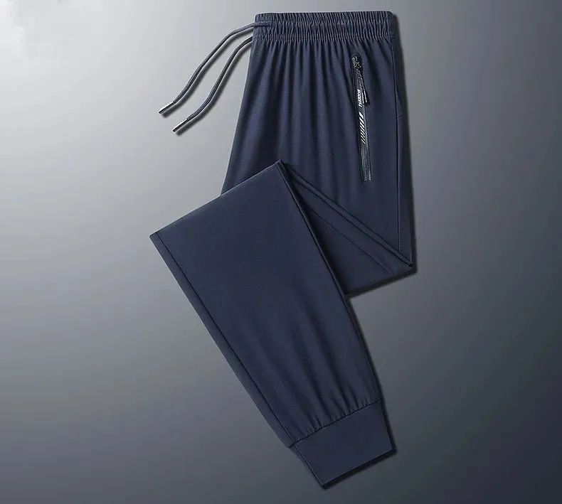 Plus-Size Men’s Ice Silk Sweatpants – High-Elastic Gym Joggers