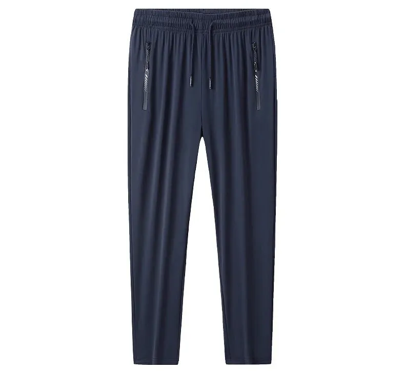 Plus-Size Men’s Ice Silk Sweatpants – High-Elastic Gym Joggers