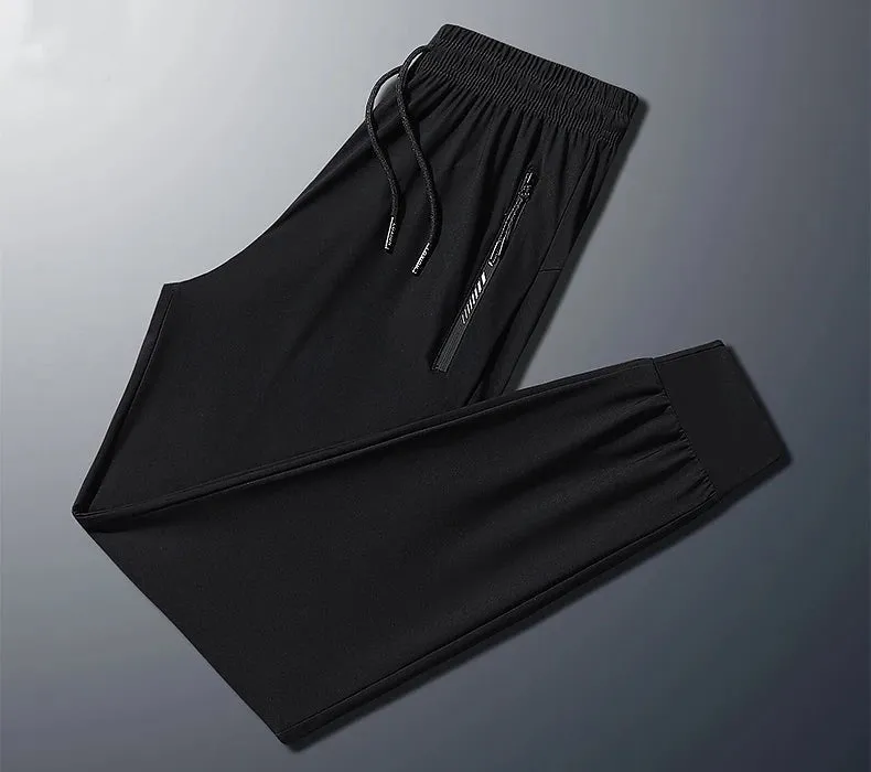 Plus-Size Men’s Ice Silk Sweatpants – High-Elastic Gym Joggers
