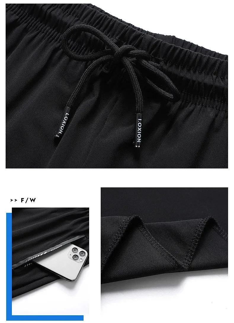 Plus-Size Men’s Ice Silk Sweatpants – High-Elastic Gym Joggers