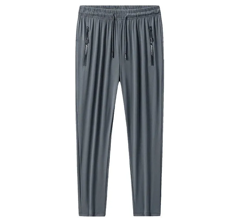 Plus-Size Men’s Ice Silk Sweatpants – High-Elastic Gym Joggers