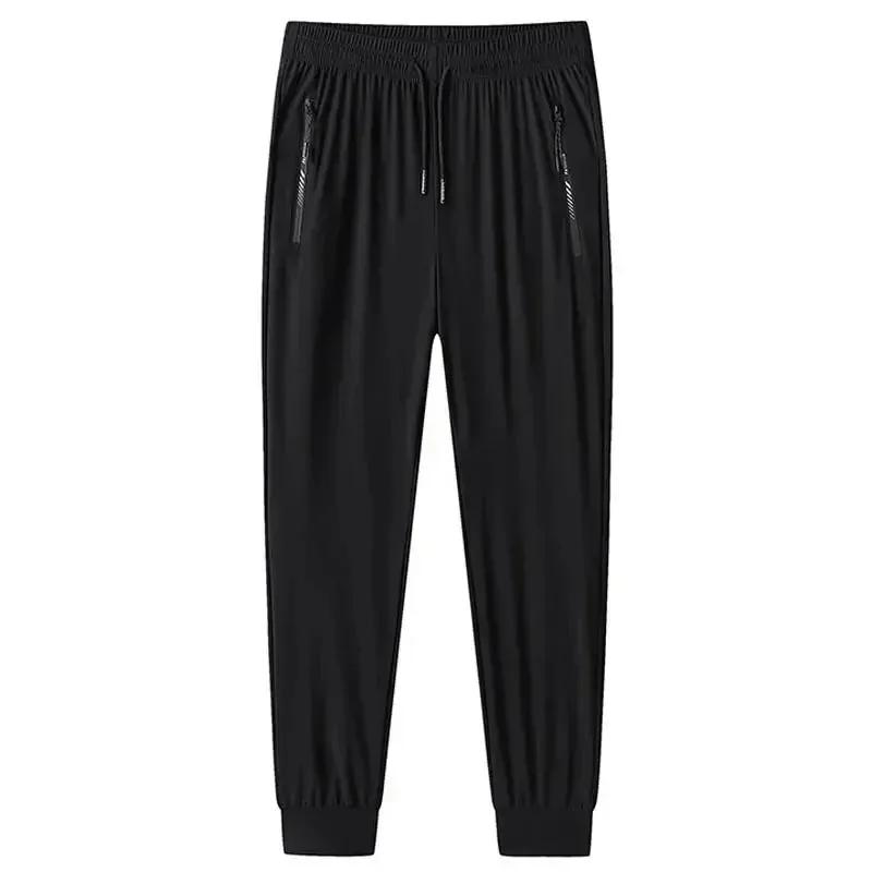 Plus-Size Men’s Ice Silk Sweatpants – High-Elastic Gym Joggers