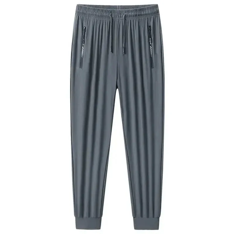 Plus-Size Men’s Ice Silk Sweatpants – High-Elastic Gym Joggers