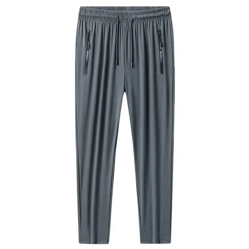 Plus-Size Men’s Ice Silk Sweatpants – High-Elastic Gym Joggers