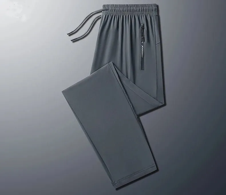 Plus-Size Men’s Ice Silk Sweatpants – High-Elastic Gym Joggers