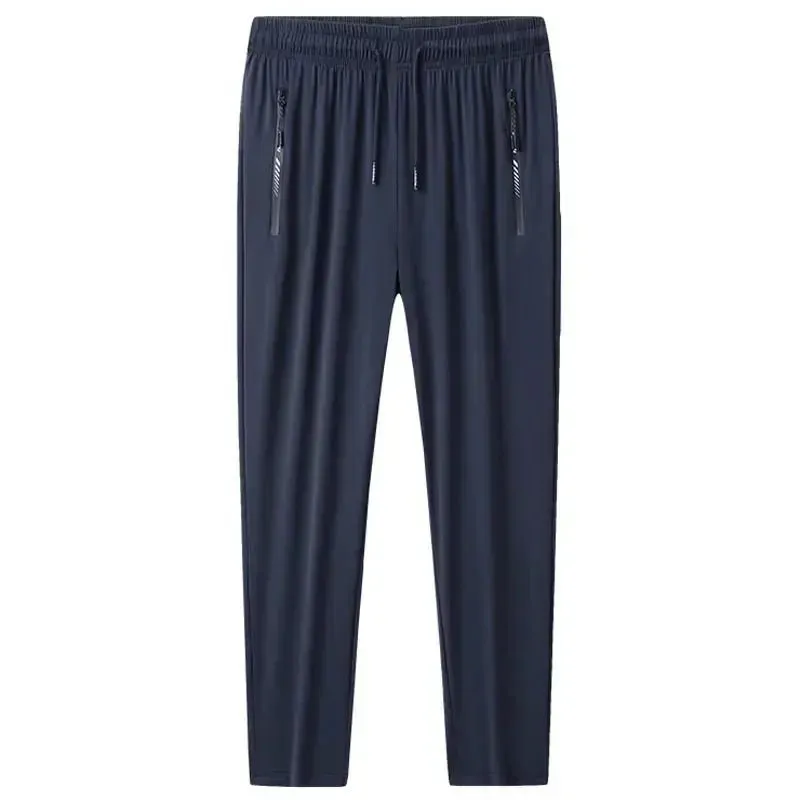 Plus-Size Men’s Ice Silk Sweatpants – High-Elastic Gym Joggers