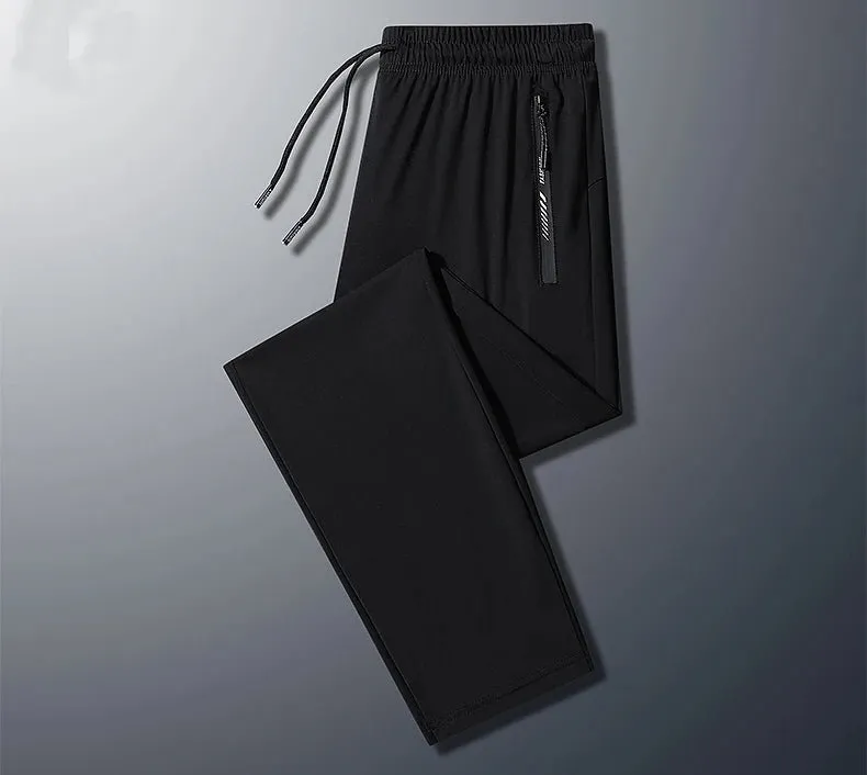Plus-Size Men’s Ice Silk Sweatpants – High-Elastic Gym Joggers