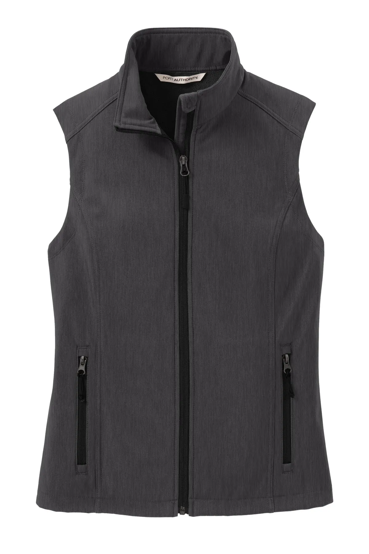 Port Authority Women's Core Soft Shell Vest. L325 Black Charcoal Heather