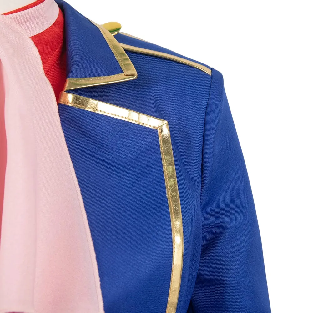 Princess Peach: Showtime! Swordfighter Peach Game Character Blue Suit Cosplay Costume Outfits