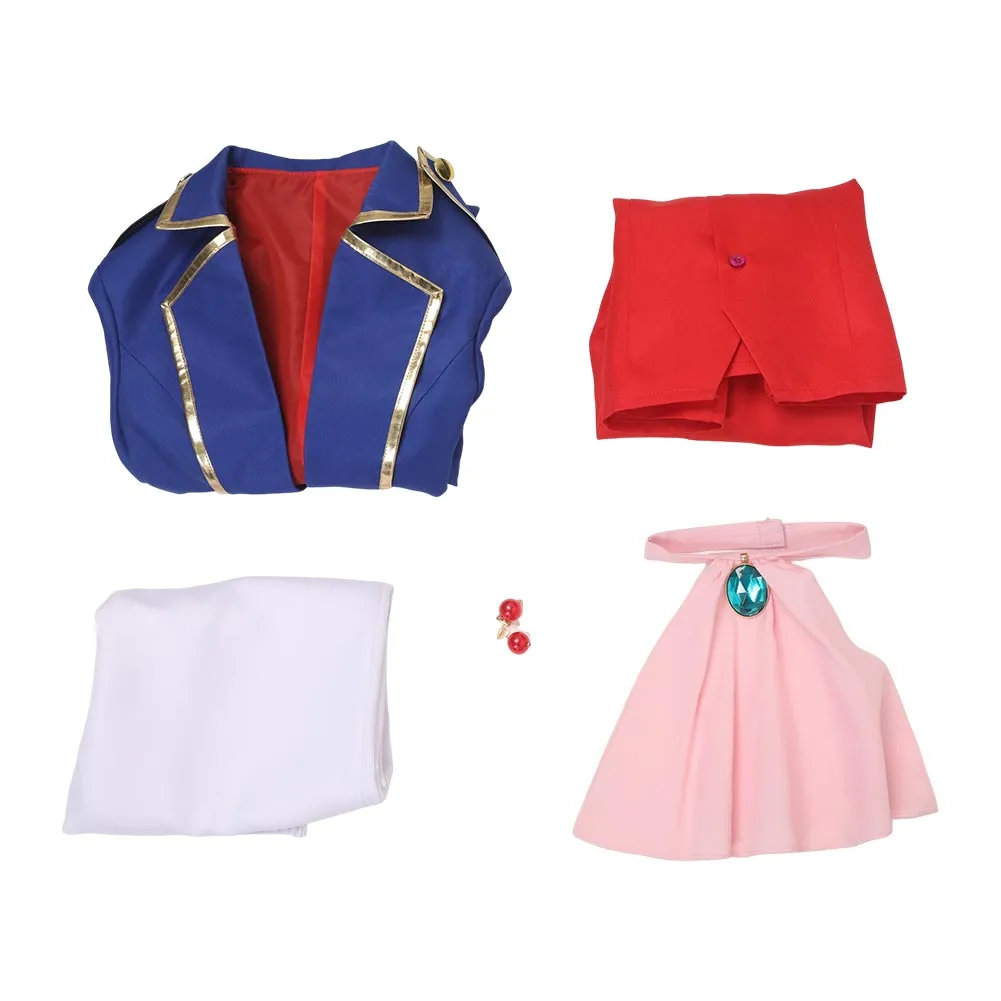 Princess Peach: Showtime! Swordfighter Peach Game Character Blue Suit Cosplay Costume Outfits