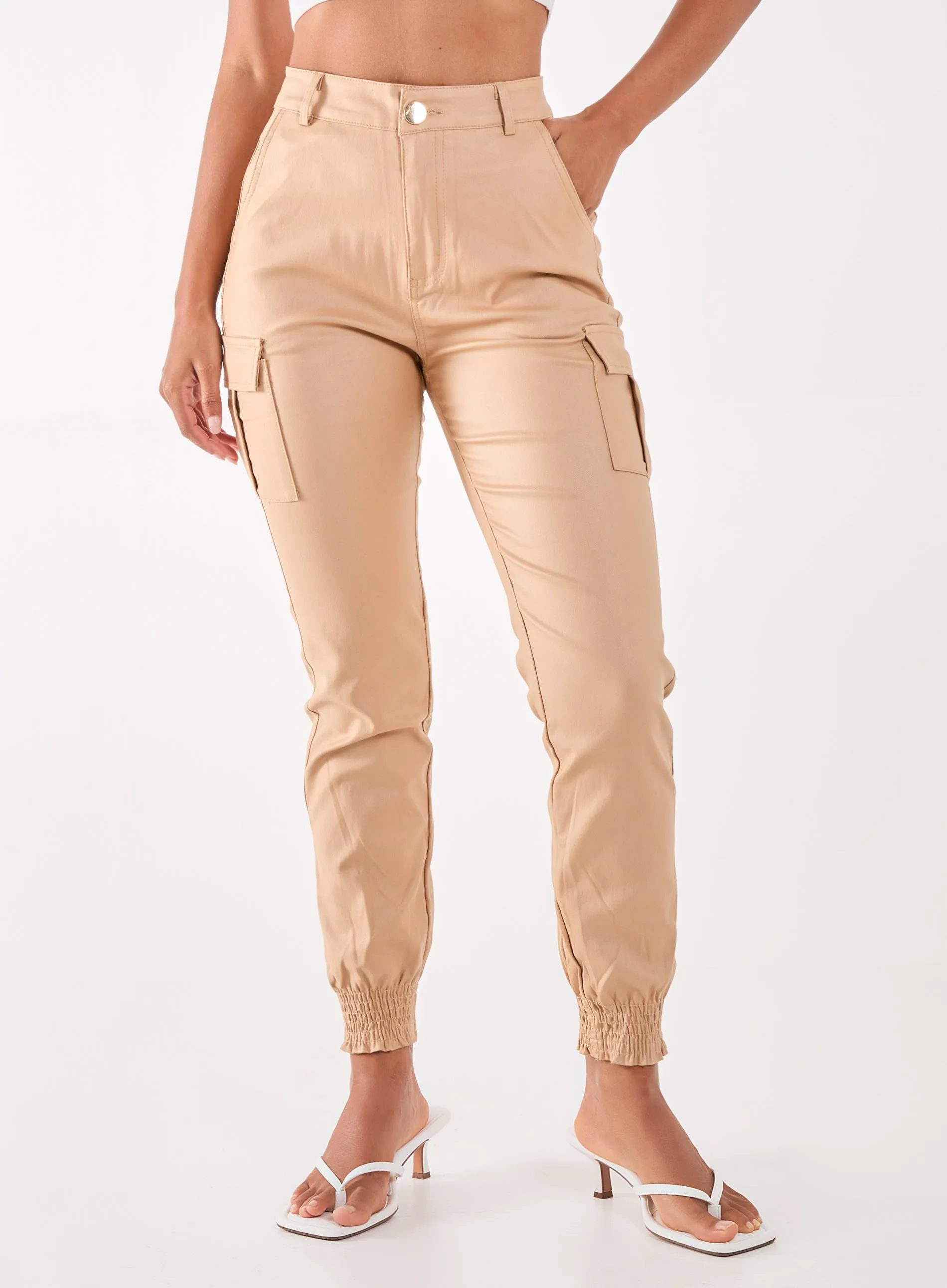 PU Cuffed Cargo Trousers