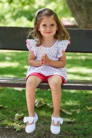 "Fifi" Fuchsia Cherry Print Blouse & Shorts