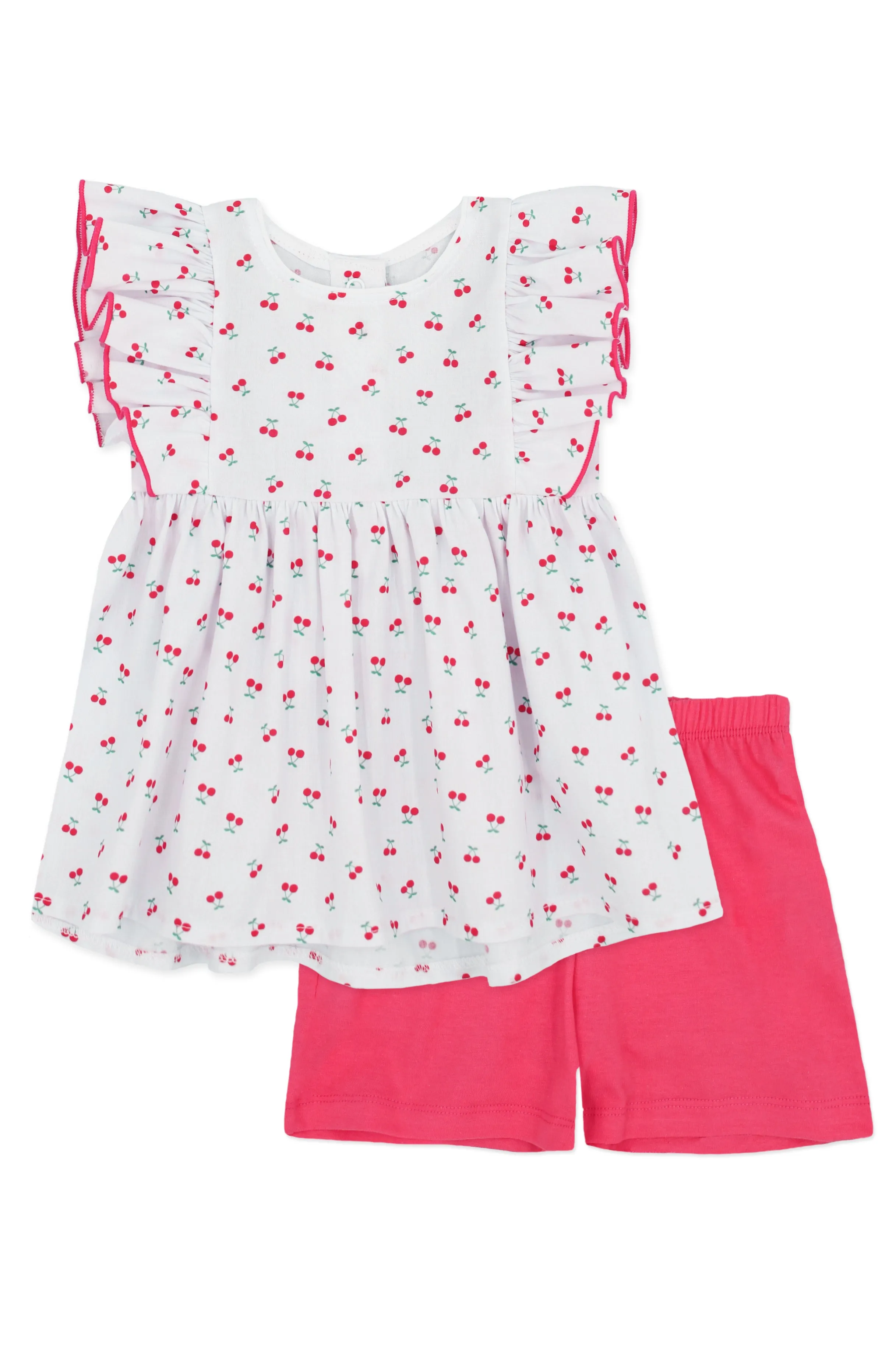 "Fifi" Fuchsia Cherry Print Blouse & Shorts