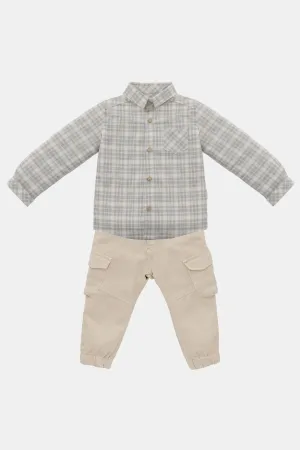 "Harrison" Stone Tartan Shirt & Cargo Trousers