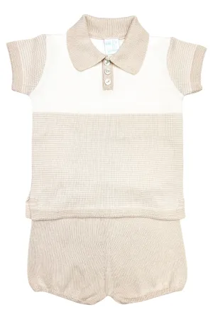 "Rufus" Stone Striped Knit Polo Shirt & Shorts