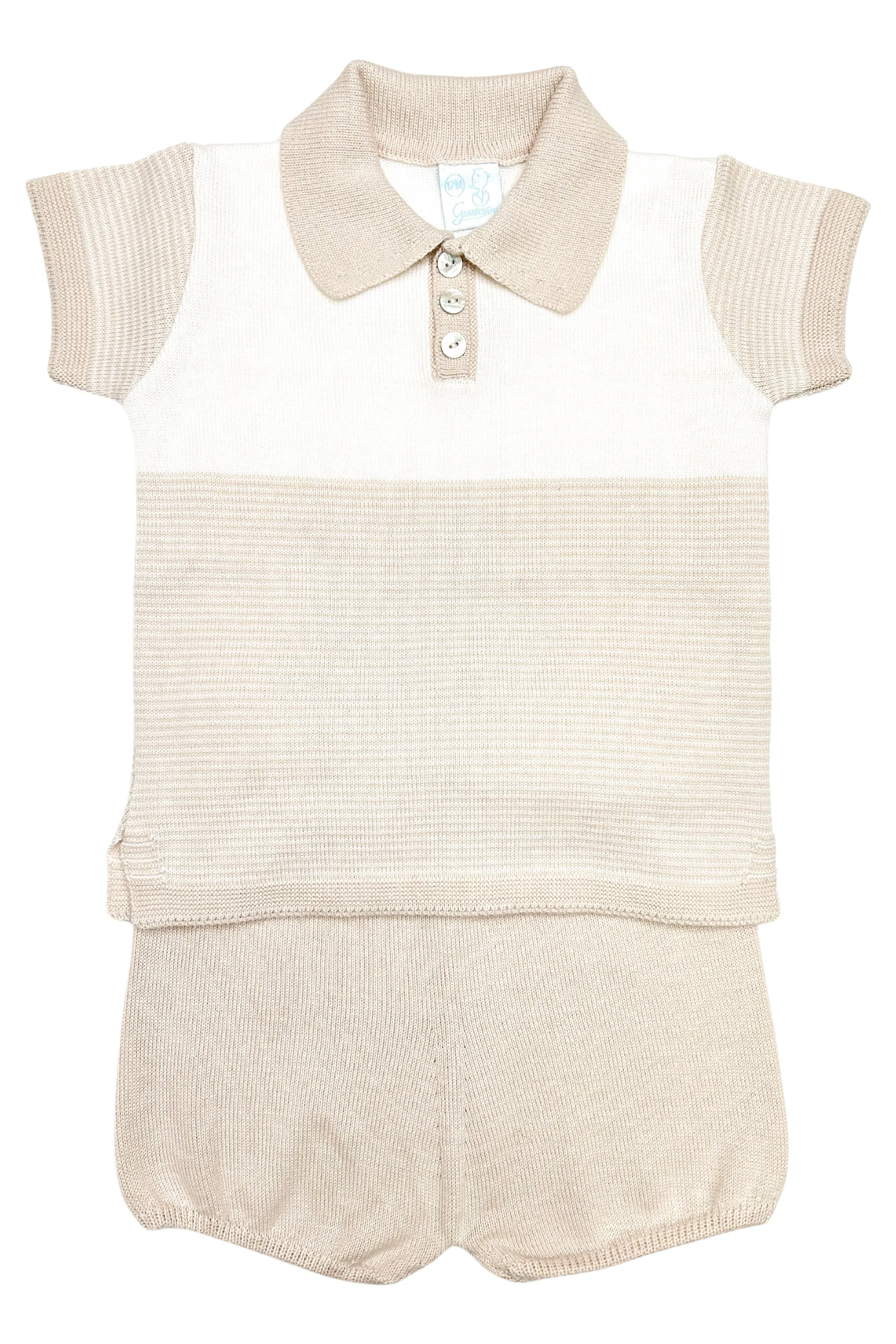 "Rufus" Stone Striped Knit Polo Shirt & Shorts