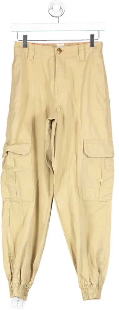 River Island Beige Cuffed Cargo Trousers UK 6
