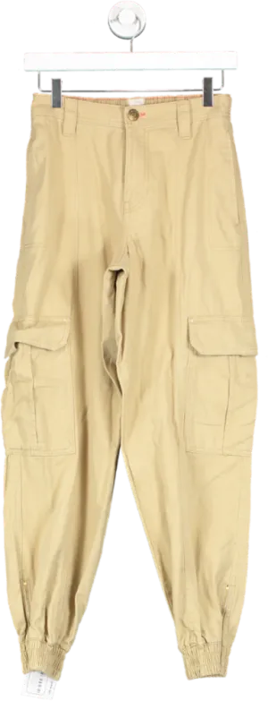 River Island Beige Cuffed Cargo Trousers UK 6