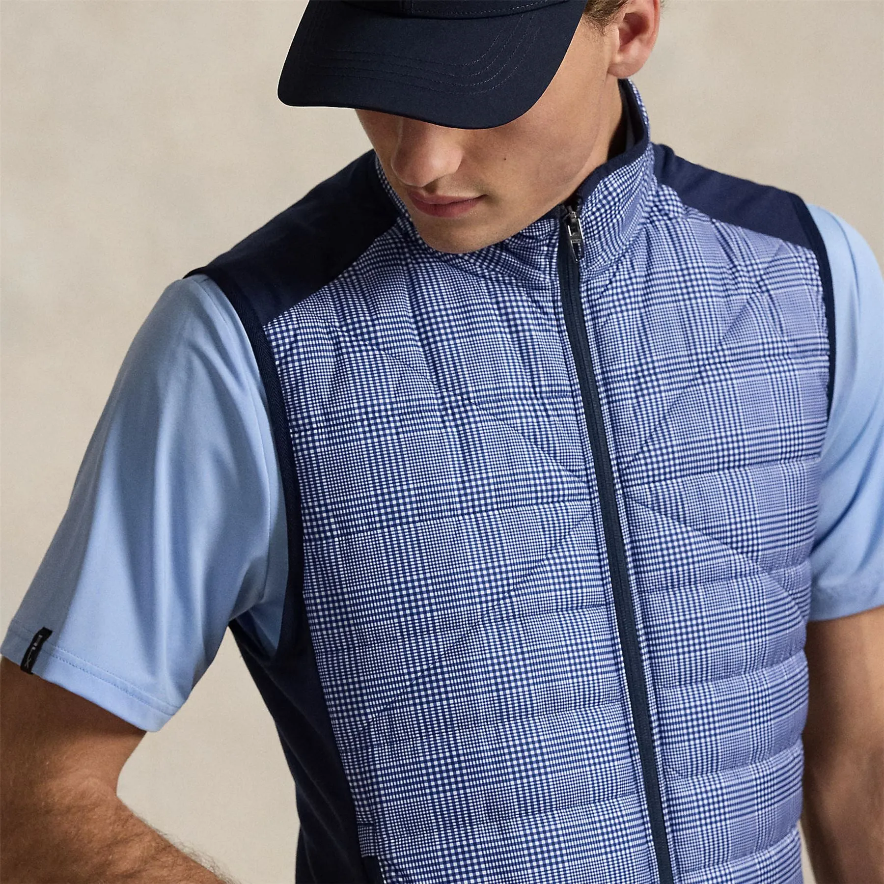 RLX Full Zip Performance Wool Vest Royal Blue Golf Club Glen