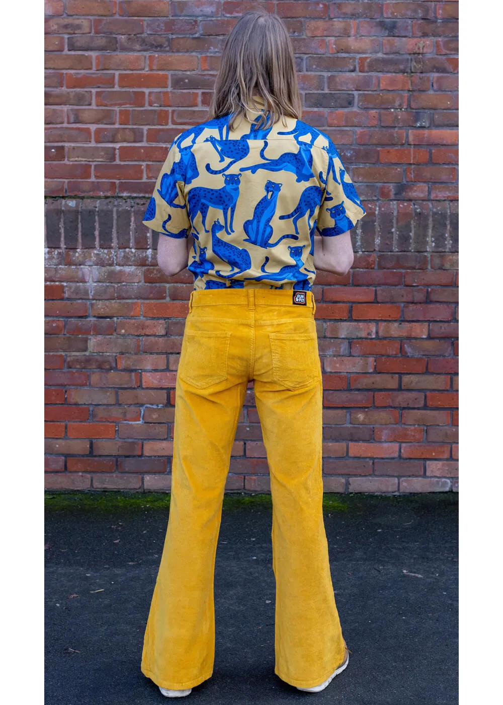 Run & Fly Mens Corduroy 70's Flare Trousers Mustard Gold