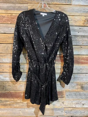 Sequined Tie Front Short Romper