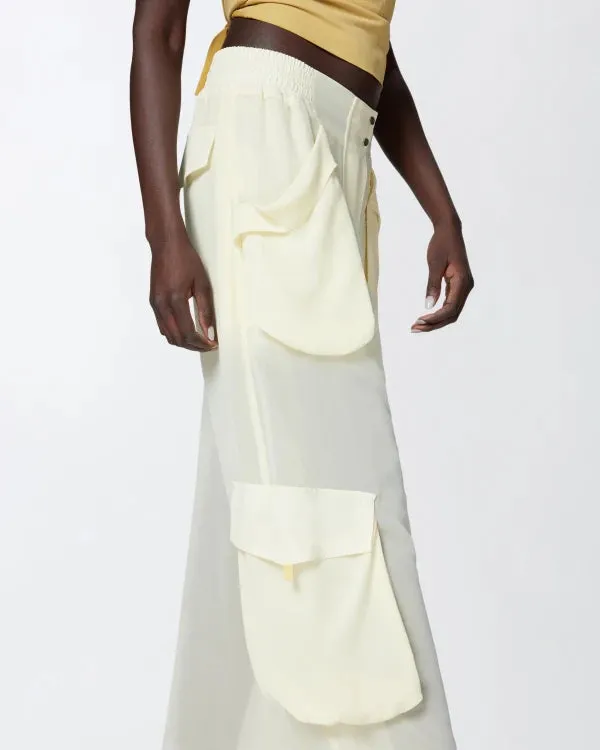 Sheer Georgette Cargo Trousers - Ivory