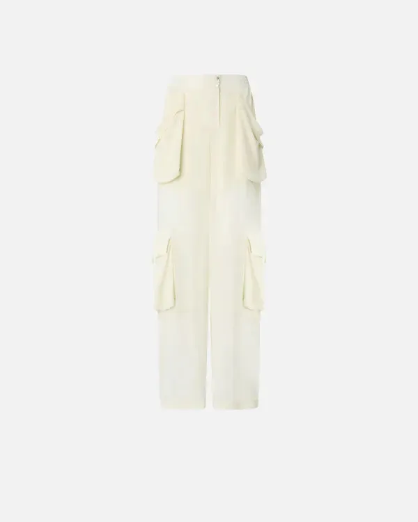 Sheer Georgette Cargo Trousers - Ivory