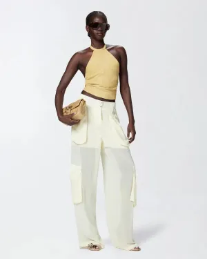 Sheer Georgette Cargo Trousers - Ivory