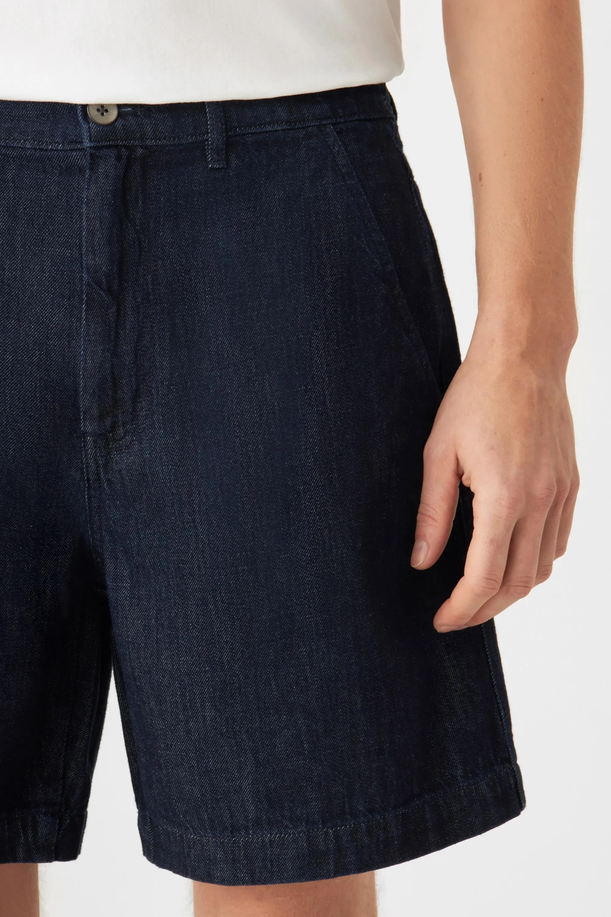 Shorty Lightweight Hemp Blend Denim Shorts Raw Blue