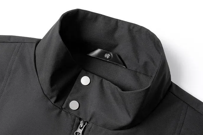 Solid Color Men's Raincoat with Stand-Up Collar and Zippered Pocket