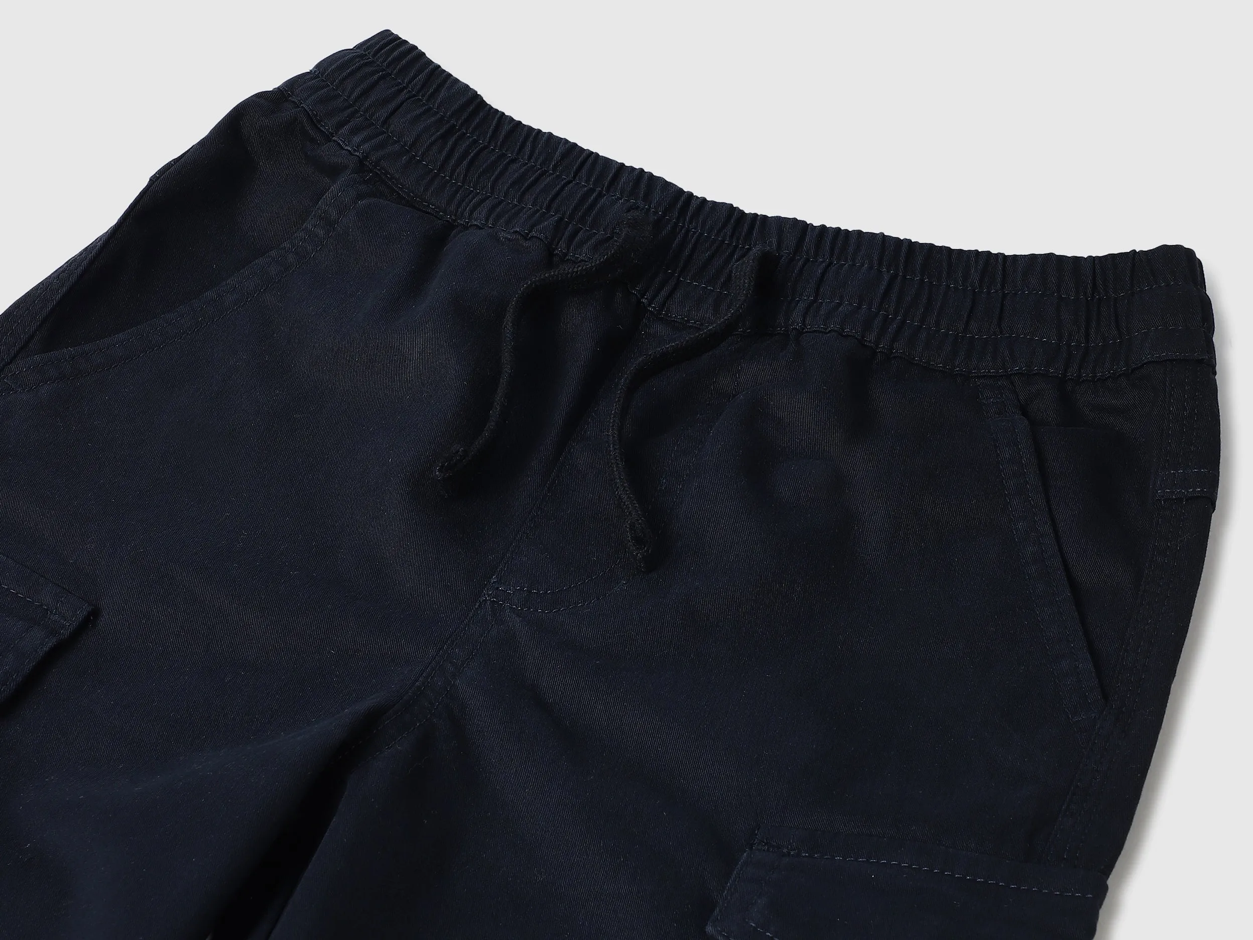 Solid Regular Fit Cargo Trousers