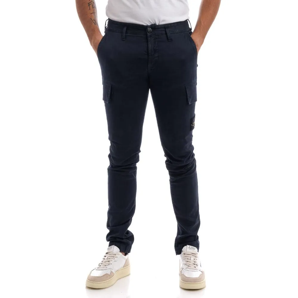 Stone Island Blue Cotton Jeans & Pant