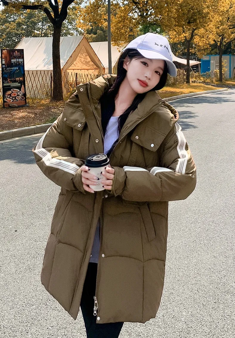 Stylish Hooded Puffer Coat with Water-Resistant and Padded Features