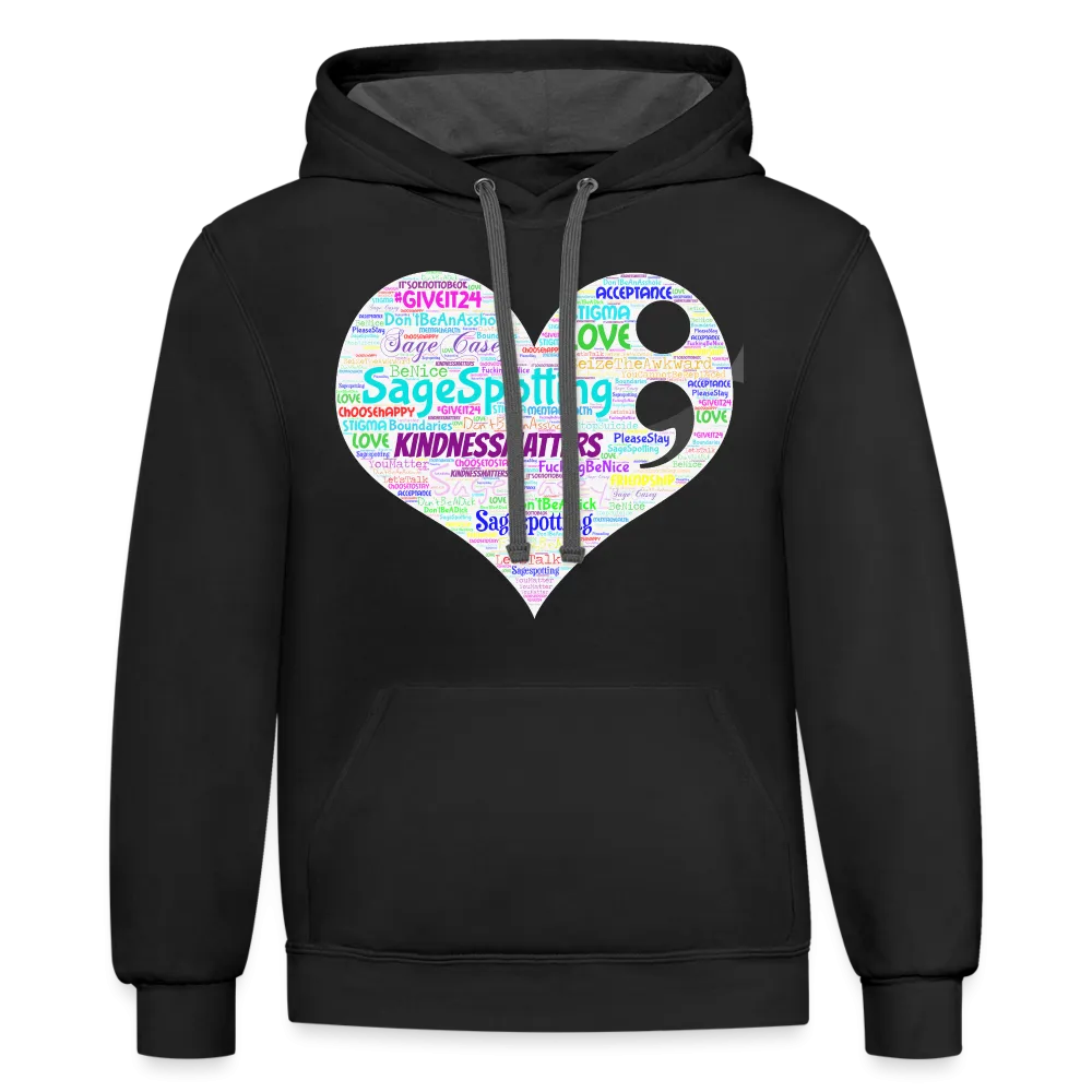 *SWEARY* WordCloud Heart / Classic Logo Contrast Hoodie