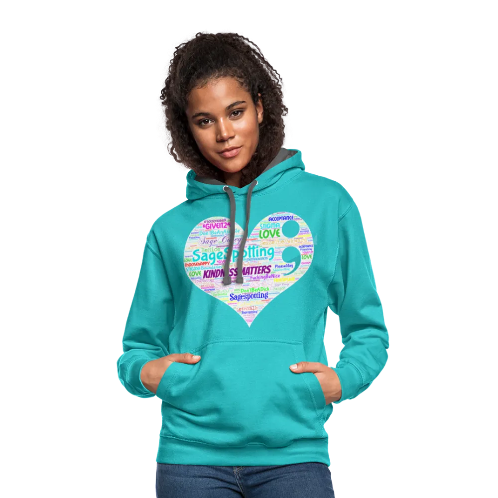 *SWEARY* WordCloud Heart / Classic Logo Contrast Hoodie