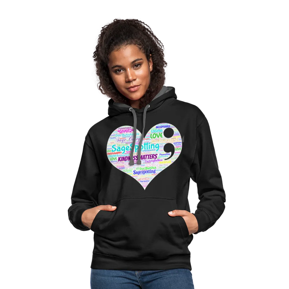 *SWEARY* WordCloud Heart / Classic Logo Contrast Hoodie