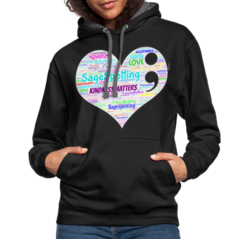 *SWEARY* WordCloud Heart / Classic Logo Contrast Hoodie
