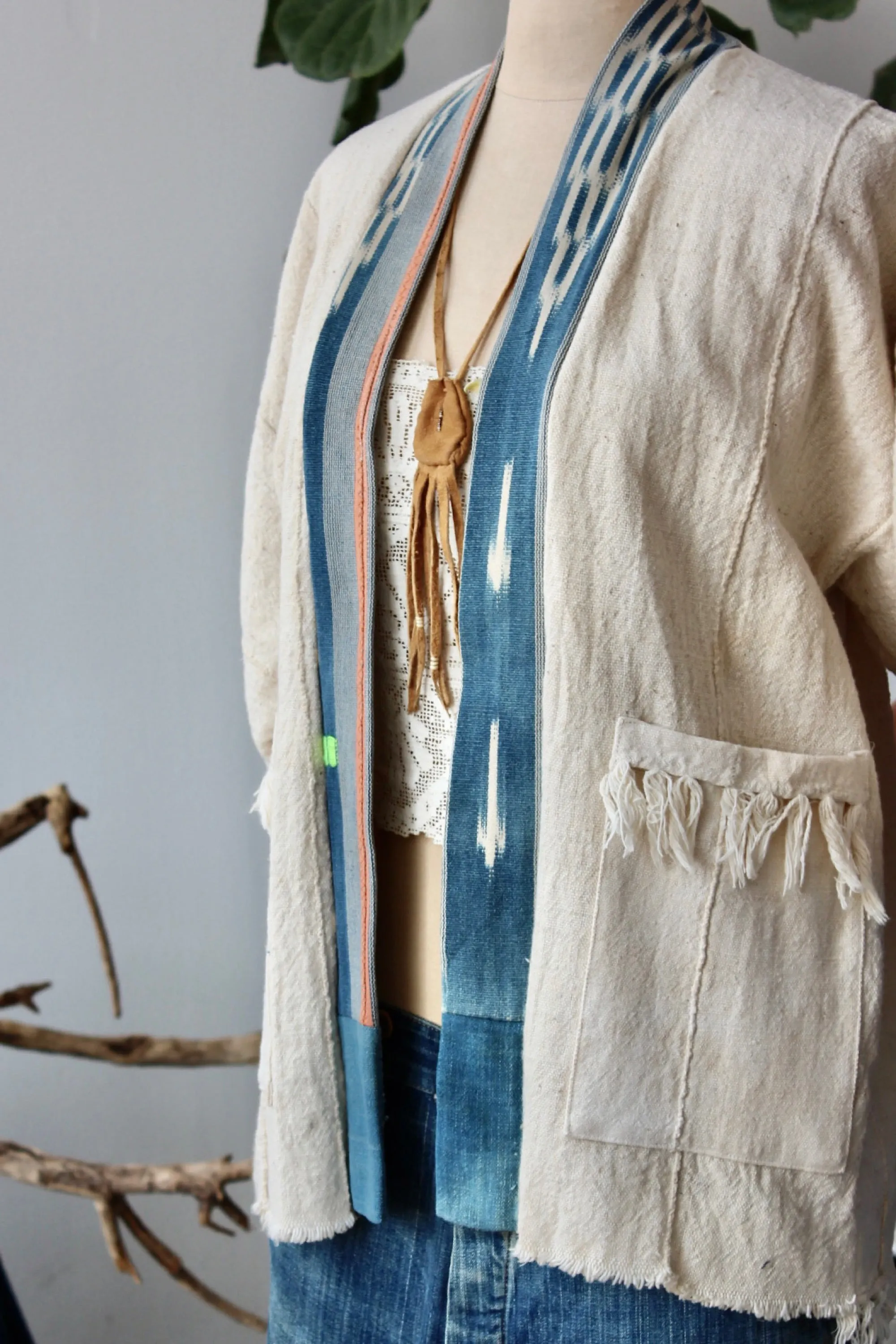 THF23 The Highlands Foundry Natural Mossi   Ikat Jacket