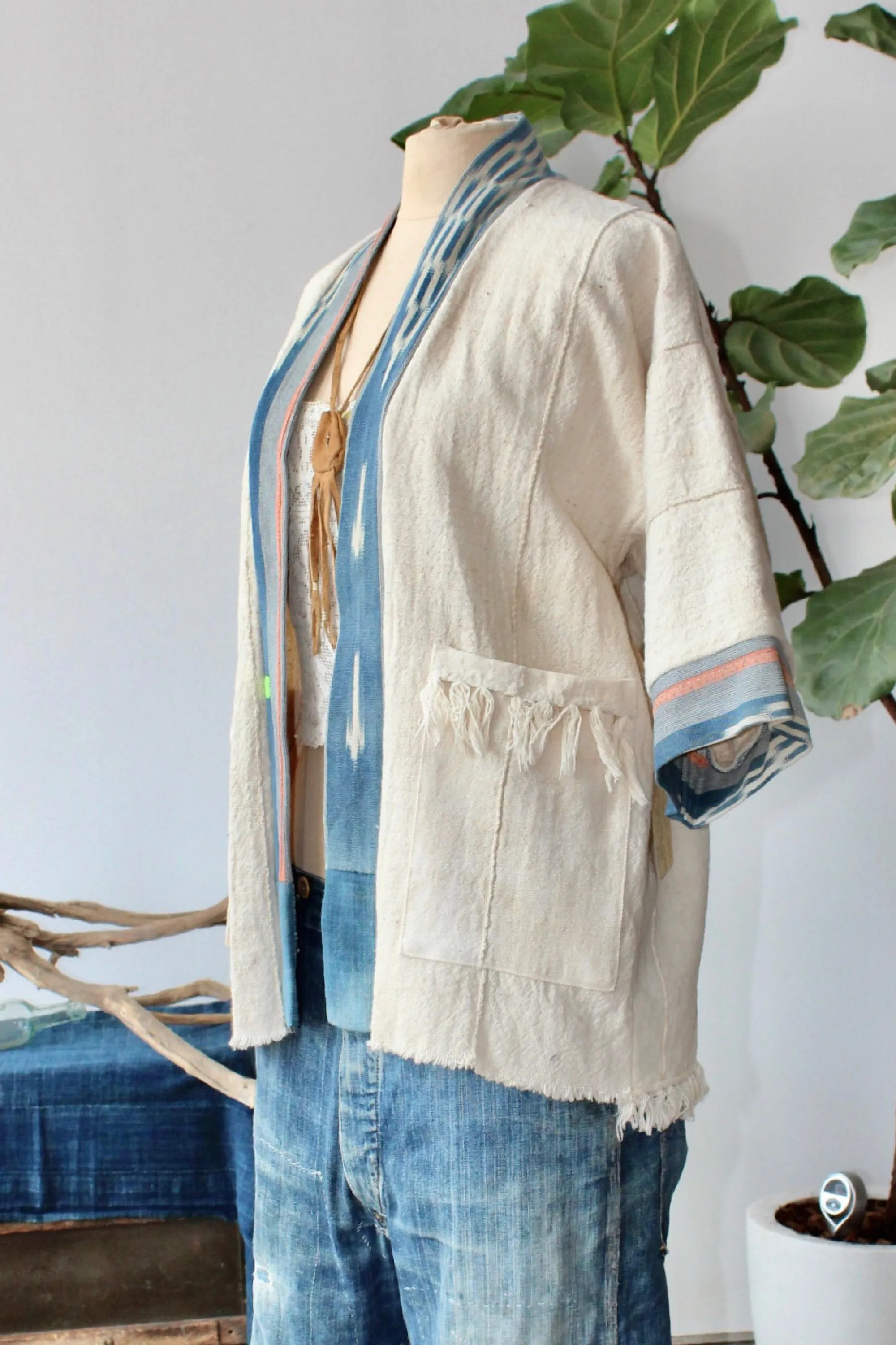 THF23 The Highlands Foundry Natural Mossi   Ikat Jacket