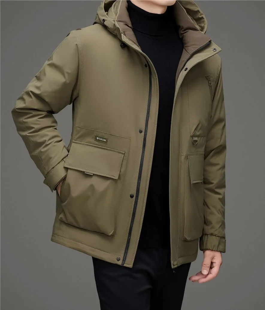 Thickened Water-Resistant Down Jacket for Urban Men