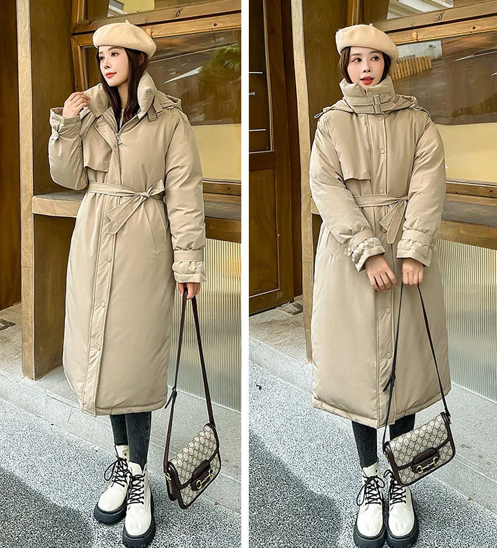 Thickened Windproof Hooded Puffer Coat for Women